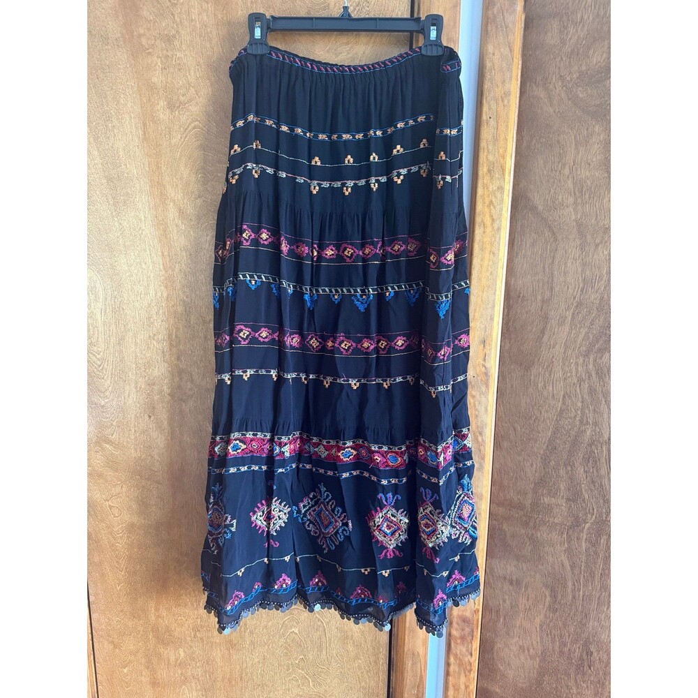 Chico’s Boho Embroidered Sequin Beaded Heavyweight Skirt Sz. 2